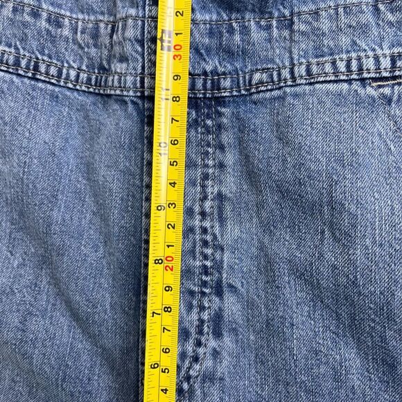Gap Blue Denim Overall Shorts Shortalls Light Wash Cotton Women Medium Raw Hem - Picture 11 of 13